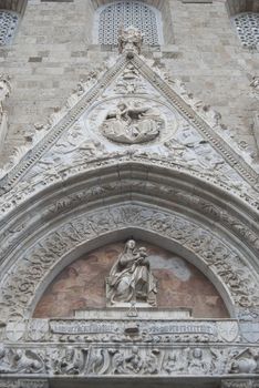 historic decorations and ornaments. Details of a facade of a church