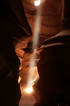 light beam at the upper antelope canyon in arizona