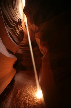 light beam at the upper antelope canyon in arizona