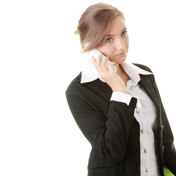 Woman on Phone isolated on white