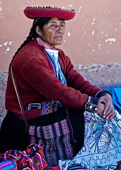 Cusco , Peru - May 27 : Peruvian woman in a market in Cusco Peru , May 27 2011