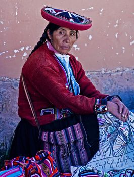 Cusco , Peru - May 27 : Peruvian woman in a market in Cusco Peru , May 27 2011