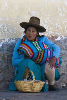 Cusco , Peru - May 27 : Peruvian woman in a market in Cusco Peru , May 27 2011