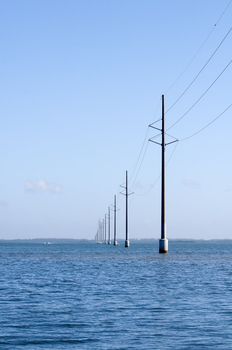 Electric power lines over water in florida