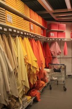 Interior of towels and bath accessories shop
