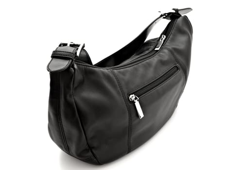 Photo of black handbag against the white background