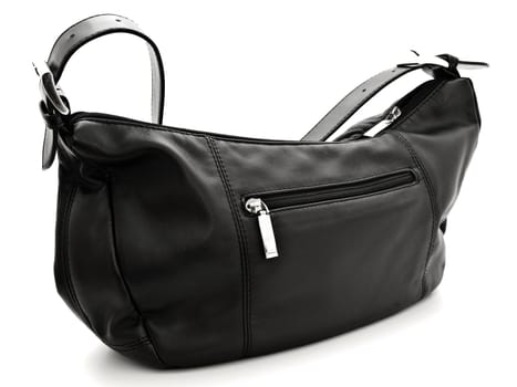 woman black handbag against the white background