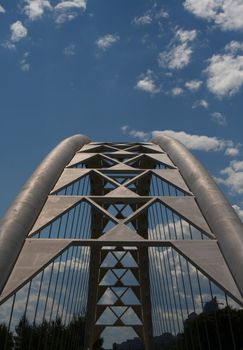 suspension or cable bridge arches details at toronto lakeshore