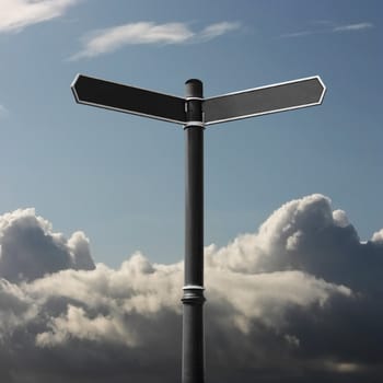 A Blank Signpost with Clouds