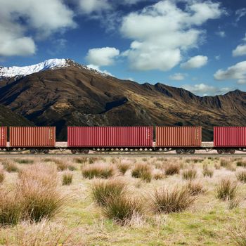 Freight Train in a Mountain Landscape