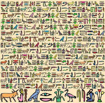 Illustration of Ancient Egyptian Hieroglyphics