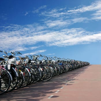 A Long Row of Bicycles