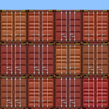 Stack of freight containers at the docks