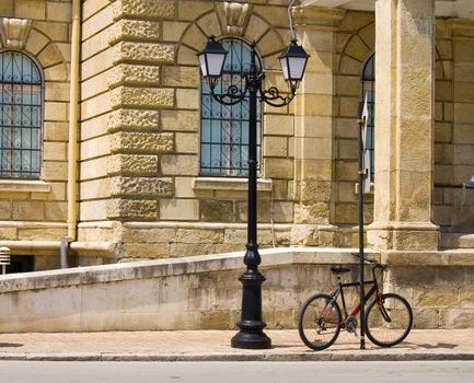 street lamp and bicycle,Rousse, Bulgaria