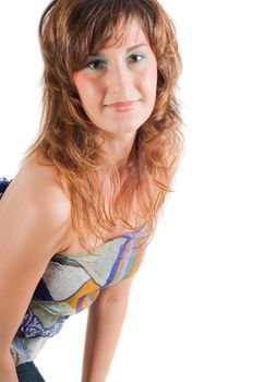 Shot of young beautiful brunette woman in studio