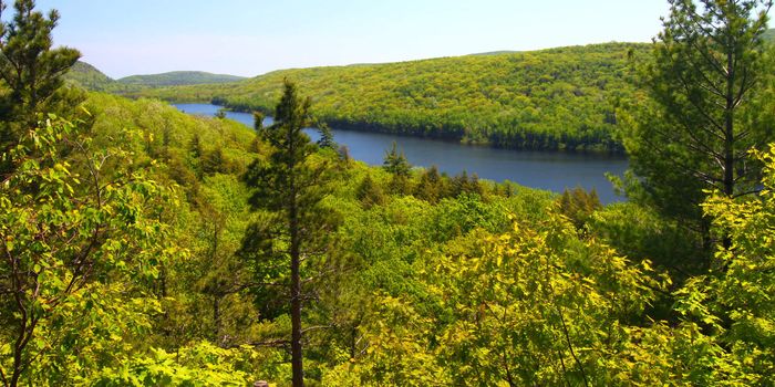 Lake of the Clouds on a beautiful day at Porcupine Mountains State Park in northern Michigan.
