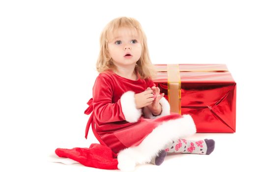 Little christmas baby-girl isolated on white