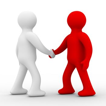 Handshake. Meeting two businessmen. Isolated 3D image.