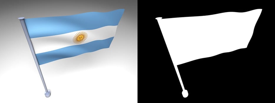 Argentina flag on a pole with alpha channel