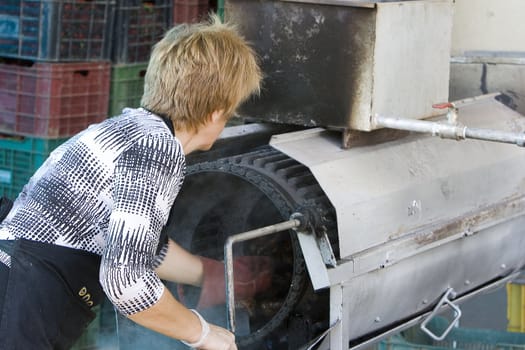 image of an oven used for cooking peppers in spain