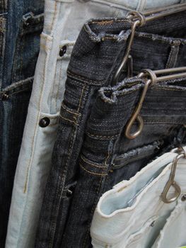 used jeans in a second hand street shop          