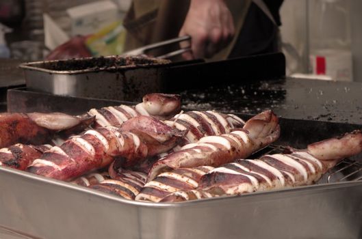 Fried sea cats-traditional Japanese food at the different street festivals food stands.          