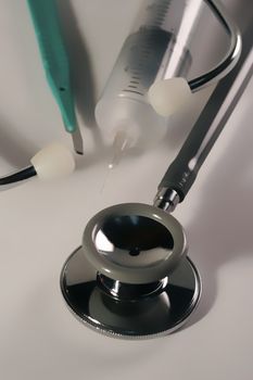 Photo of assorted tools used by medical doctor or physician