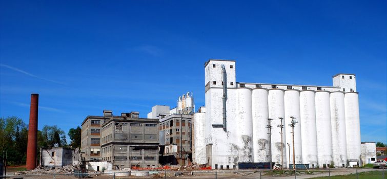 An old factory in the process of being torn down.