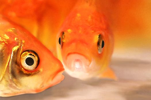 Goldfish Fish heads art image