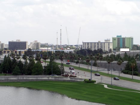 An over view of the city and the skyscrapers, some at a far distance