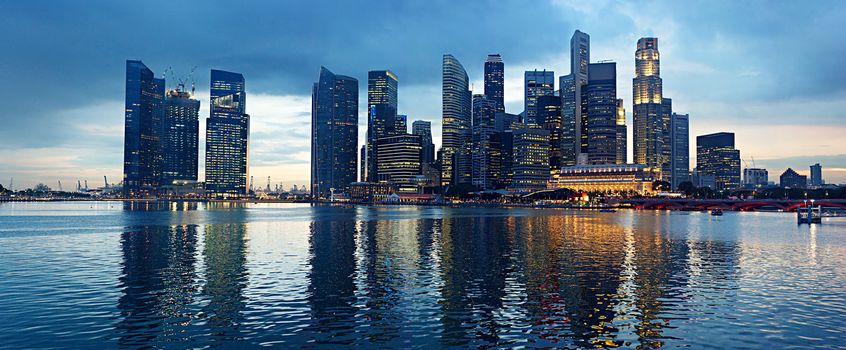 Panorama of Singapore in the beautiful evening