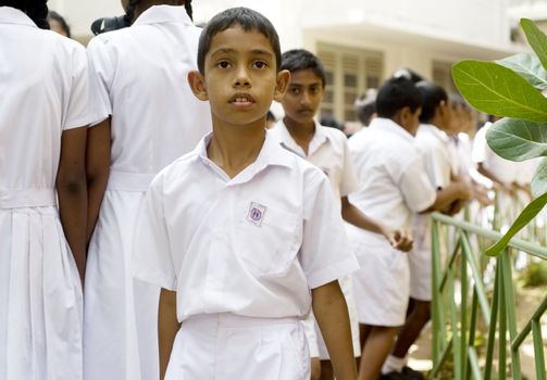 Galle, Sri Lanka - January 26, 2011: Portrair of a Sri Lankan pupil  during 5 Annual School Festival on January 26, 2011 in Galle, Sri Lanka