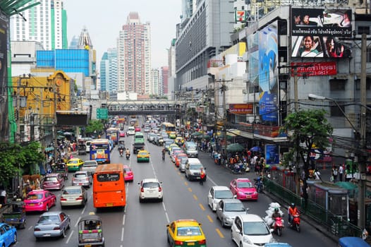 Bangkok, Thailand - March 26, 2011: Bangkok highway and streets during rush hour.