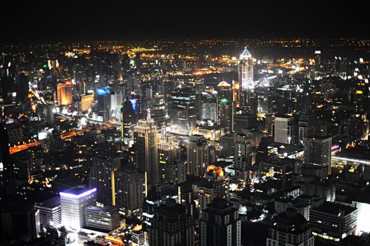 Skyline of Bangkok from Baiyoke Sky Hotel at Night