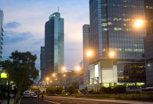 Jakarta Central at beautiful sunset. Indonesia