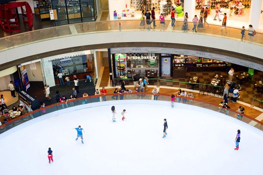 Singapore, Republic of Singapore - May 02, 2011: Sky rink in a shopping centre at Marina Bay Sands Resort