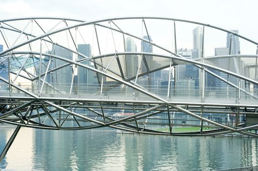The Helix Bridge , previously known as the Double Helix Bridge , is a pedestrian bridge linking Marina Centre with Marina South in the Marina Bay area in Singapore