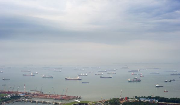 A lot of ships near the Singapore harbor