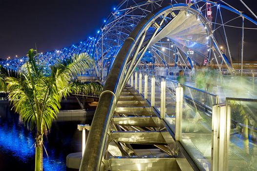 The Helix Bridge , previously known as the Double Helix Bridge , is a pedestrian bridge linking Marina Centre with Marina South in the Marina Bay area in Singapore