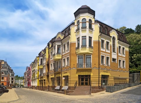 Old district of Kyiv with small beautiful houses