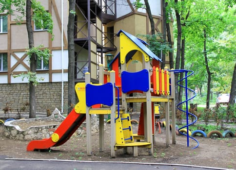 Summer landscape with children colour hutch