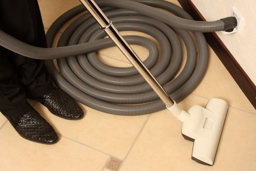 Brush and hose of the built in vacuum cleaner