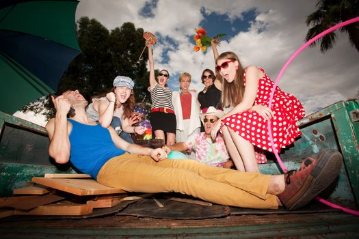 Groovy Group in the Back of Truck Making Noise