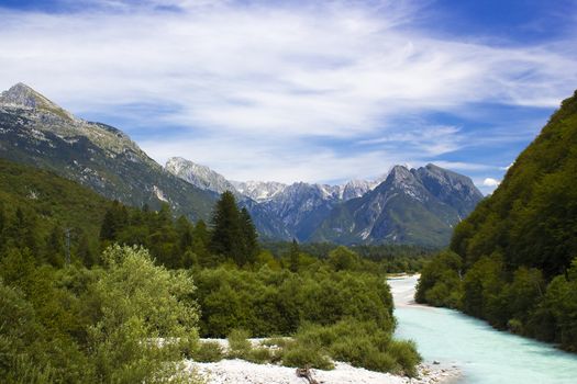 Glacial valley (Soca valley Slovenia)