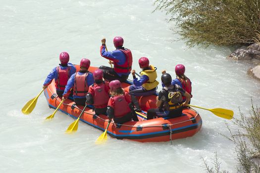 Rafting on a river Soca, Slovenia, Triglav national park 