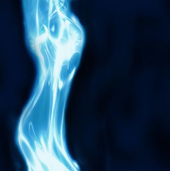 excellent abstract art image depicting  glowing female body blue electric