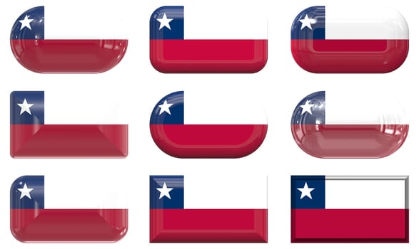 nine glass buttons of the Flag of Chile