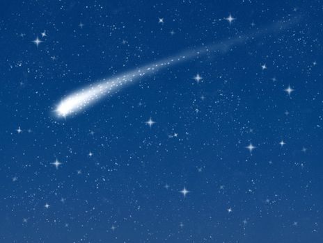 make a wish on this shooting star going across a starry sky 