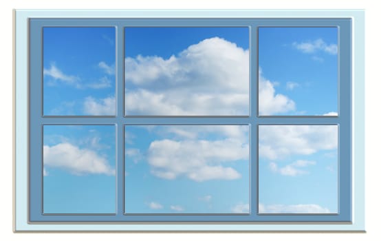 perfect cloudy blue sky through the window