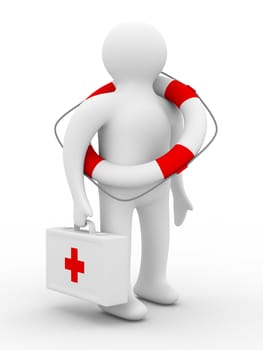 doctor on white background. Isolated 3D image